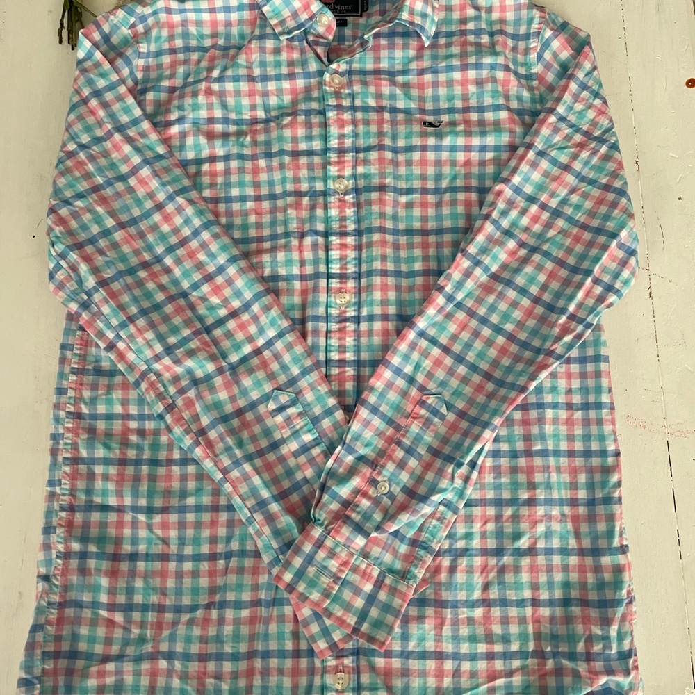 Vineyard Vines Multicolor Plaid Button Down Shirt Sz 16